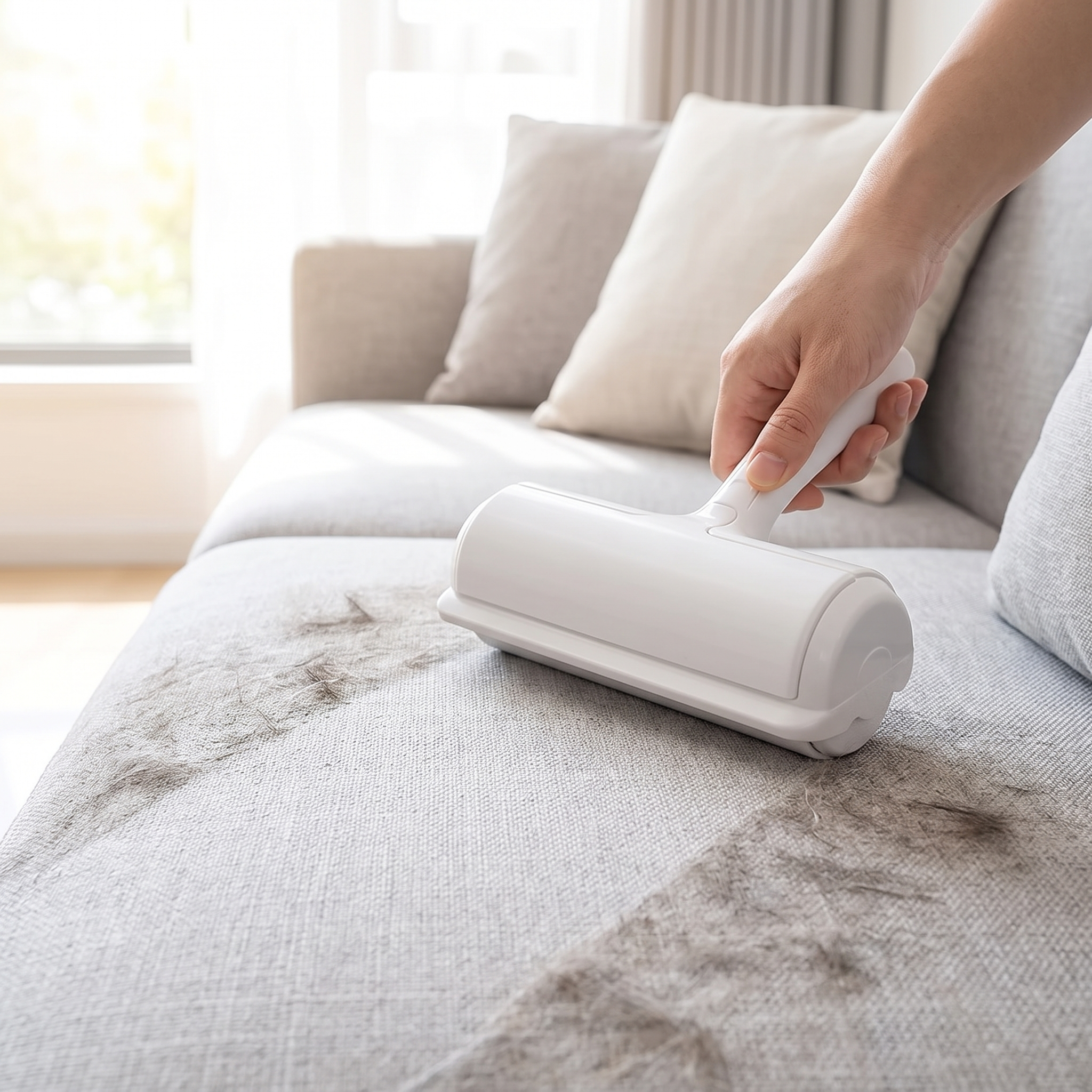 Tierhaar-Entferner reinigt das Sofa