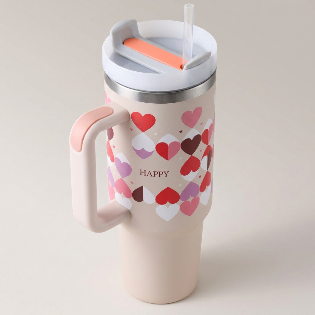 Tumbler XXL Pink mit Herzen Studio